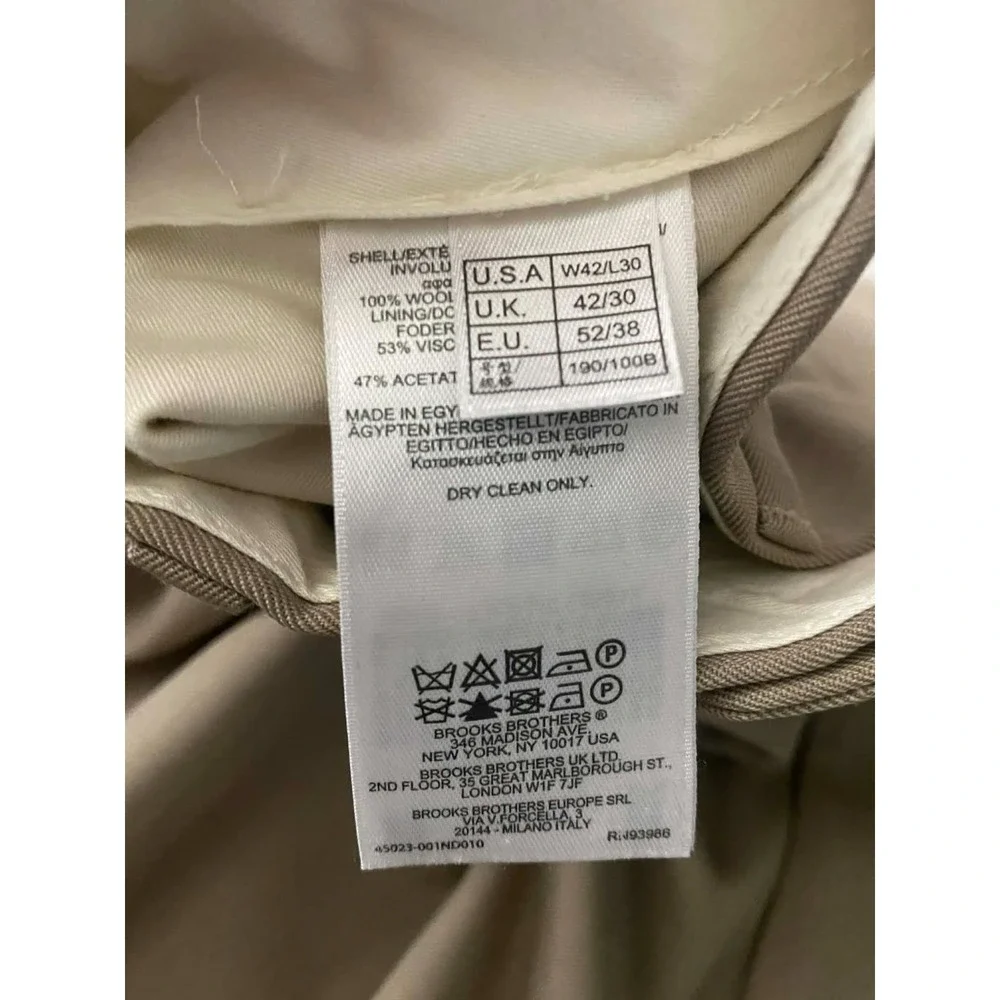 Brooks Brothers wool Pants Men's Madison Fit Dress Slacks Sz 42/30 khaki career